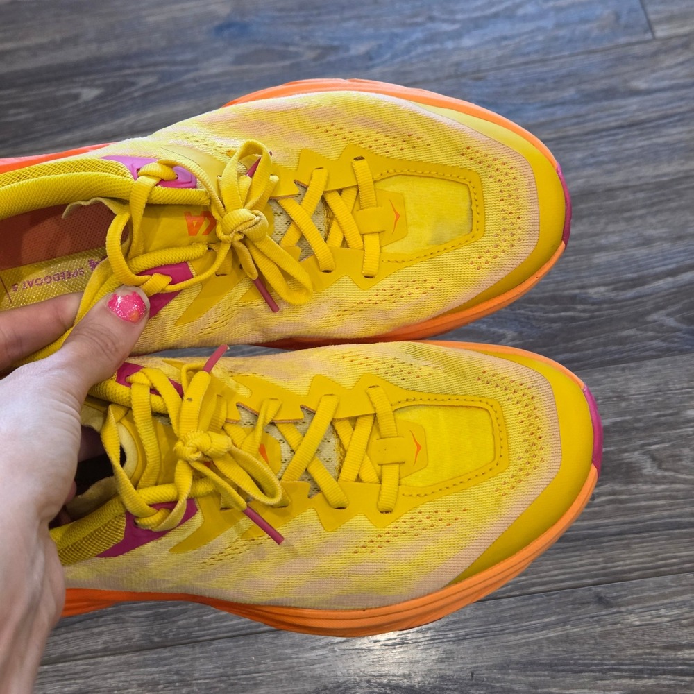 HOKA Speedgoat 5 Womens 8B Peach Parfait Orange Trail Running Shoes Vibram - Picture 9 of 11
